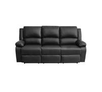 Canapé de Relaxation électrique 3 places en Simili LEO - Noir - L193 x 93 x 96cm - LOUNGITUDE