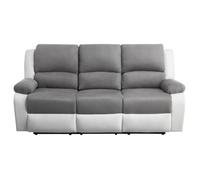 RELAXXO - Canapé de Relaxation électrique 3 places Microfibre et Simili LEO - Blanc et gris