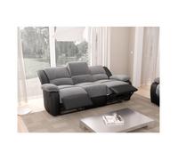 RELAXXO - Canapé de Relaxation électrique 3 places Microfibre et Simili LEO - Noir et gris