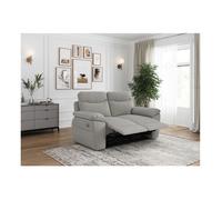 Canapé de relaxation électrique ROSS 2 places en tissu texturé 3D - Gris clair - L160 x P100 x H102cm - LOUNGITUDE