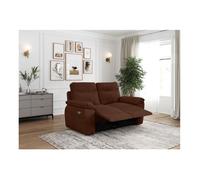 Canapé de relaxation électrique ROSS 2 places en velours côtelé - Marron - L160 x P100 x H102cm - LOUNGITUDE