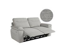Canapé de relaxation électrique ROSS 3 places en tissu texturé 3D - Gris clair