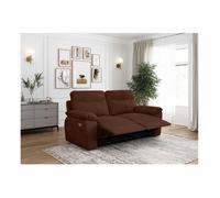 Canapé de relaxation électrique ROSS 3 places en velours côtelé - Marron - L200 x P100 x H102cm - LOUNGITUDE