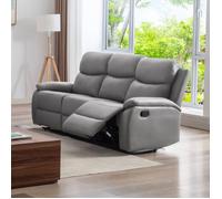 Canapé de relaxation manuel 3 places en PU gris clair - ZOLARA