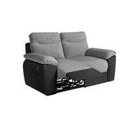 Canapé de relaxation manuel ROSS 2 places en tissu et simili - Noir/Gris