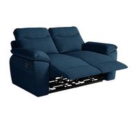 Canapé de relaxation manuel ROSS 2 places en tissu texturé 3D - Bleu foncé - L160 x P100 x H102cm - LOUNGITUDE