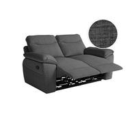 Canapé de relaxation manuel ROSS 2 places en tissu texturé 3D - Gris foncé