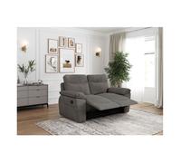 Canapé de relaxation manuel ROSS 2 places en velours côtelé - Gris - L160 x P100 x H102cm - LOUNGITUDE