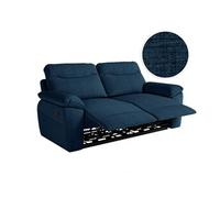 Canapé de relaxation manuel ROSS 3 places en tissu texturé 3D - Bleu foncé