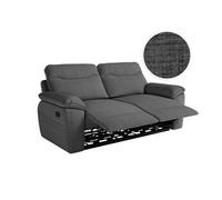 Canapé de relaxation manuel ROSS 3 places en tissu texturé 3D - Gris foncé