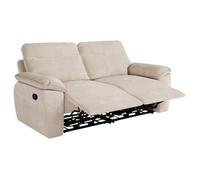 Canapé de relaxation manuel ROSS 3 places en velours côtelé - Beige - L200 x P100 x H102cm - LOUNGITUDE