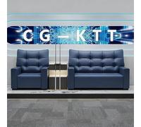 Canapé de salle de billard haut de gamme, chaises de visualisation bleues de lux canapé de spectateur de qualité tournoi avec ensemble de table basse, for salle de billard/club/salle de jeux(Set 2)