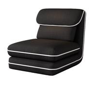 Canapé de Sol Paresseux Structure en Fer Forgé Canape Lit 1 Place Vert avec Dossier Tissu en Velours Côtelé Convient pour Un Salon, Une Chambre ou Un Bureau(Black)