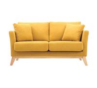 Canapé déhoussable 2 places en tissu effet velours jaune moutarde oslo
