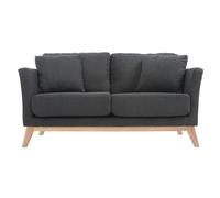 Canapé déhoussable 2 places en tissu gris foncé et bois clair oslo
