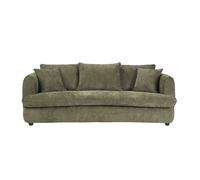 Canapé déhoussable 3-4 places design haricot en tissu effet velours texturé vert kaki SACHA