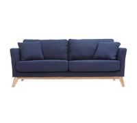 Miliboo Canapé scandinave déhoussable 3 Places en Tissu Bleu foncé et Bois Clair Oslo