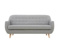 Canapé scandinave déhoussable 3 places en tissu gris clair et bois clair YNOK