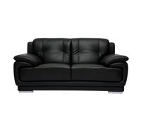 Canapé design 2 places en cuir noir et acier chromé TAMARA