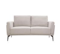 Canapé design 2 places en tissu effet velours texturé beige et métal noir MOSCO