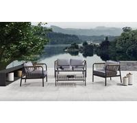 Canapé design 2 places tissu 2x fauteuils rembourrés Canapés textile Table basse Nouveau