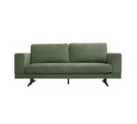 Canapé design 3 places en tissu chenille vert kaki et métal noir LENNON