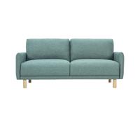 Canapé design 3 places en tissu vert de gris et bois clair BONO