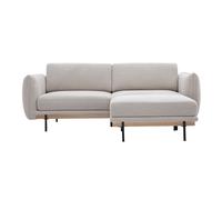 Canapé design 3 places et repose-pieds en tissu chenille beige et métal noir TODD