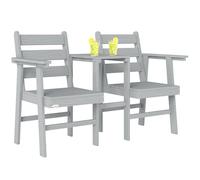 Canapé deux places Outsunny Garden, canapé de jardin « Jack and Jill » à deux places avec table intégrée, canapé de jardin en bois gaufré, siège d'appoint pour terrasse, véranda ou balcon, gris