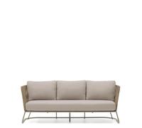 Canapé d'extérieur 3 places Saconca en corde et acier galvanisé beige 189 cm