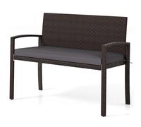 Canapé D'extérieur 56 X 110 X 84 Cm Idéal Pour 2 Personnes Avec Coussins Doux Design Moderne En Rotin Pe Marron Mélangé Helloshop26 20_0011007 Multicolore