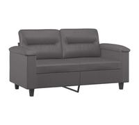 Canapé d'extérieur confortable 2 places en similicuir gris - Fauteuil relaxant pour salon, salle d'attente, studio, chambre à coucher - Design compact - 120 cm