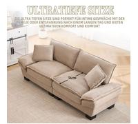 Canapé double moderne en velours kaki - Siège extra profond, Peut servir de lit, design épuré pour salon, chambre ou bureau