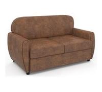 IDMarket - Canapé Droit 2 Places Club Vintage Gaston Marron foncé Effet Vieilli