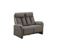 COIMBRA - Canapé Fixe 2 Places New Nobuck Gris Foncé et Beige -