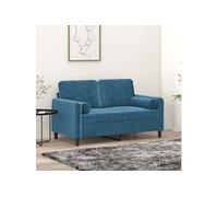 vidaXL Canapé 2 places avec oreillers décoratifs velours bleu 120 cm