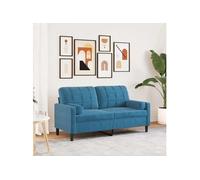 Canape droit 2 places en polyester bleu 77 x 157 x 80 cm