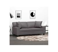 vidaXL Canapé 2 places 140 cm Gris en similicuir avec oreillers décoratifs