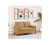 Vidaxl Canapé 2 Places Avec Oreillers Décoratifs Brun 120 Cm Velours Brun