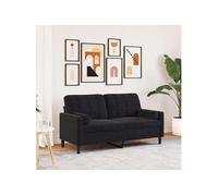 vidaXL Canapé 2 places velours noir 140 cm avec oreillers décoratifs