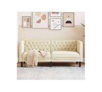 vidaXL Canapé Chesterfield 2 Places crème Similicuir, canapé, canapé rembourré, canapé à 2 Places, Causeuse, siège de Salon, canapé à Deux Places