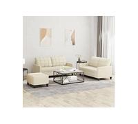 vidaXL Ensemble de canapés 3 pcs 3201364 – avec coussins, accoudoirs, dossier et repose-pied