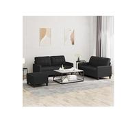 Canape droit 2 places en simili-cuir noir 77 x 138 x 41 cm