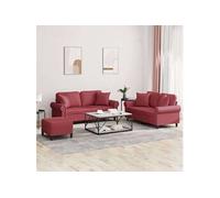 Canape droit 2 places en simili-cuir rouge 152 x 152 x 80 cm