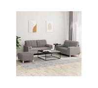 Ensemble de Canapés avec Coussins Sièges Salon 2 pcs Gris Foncé Tissu vidaXL