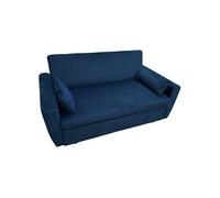 Happy Garden Canapé convertible Matt – 2 places en velours bleu, dossier inclinable et coussins
