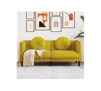 vidaXL Canapé 2 places avec coussins Velours Jaune 77 x 173,5 x 70 cm