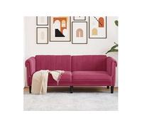 vidaXL Canapé 2 places 372579 – Velours rouge bordeaux, rembourré avec accoudoirs et pieds