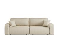 Canapé droit 3 places ALYA convertible en tissu bouclette - Beige