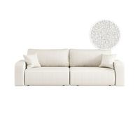 LOUNGITUDE Canapé Droit 3 Places ALYA Convertible en Tissu Bouclette